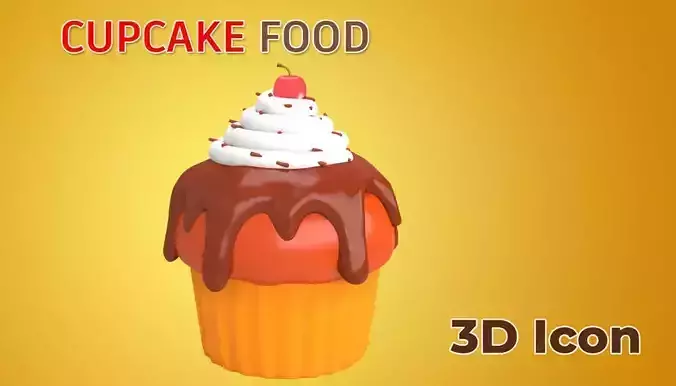 Cupcake  3D food Free low-poly 3D model