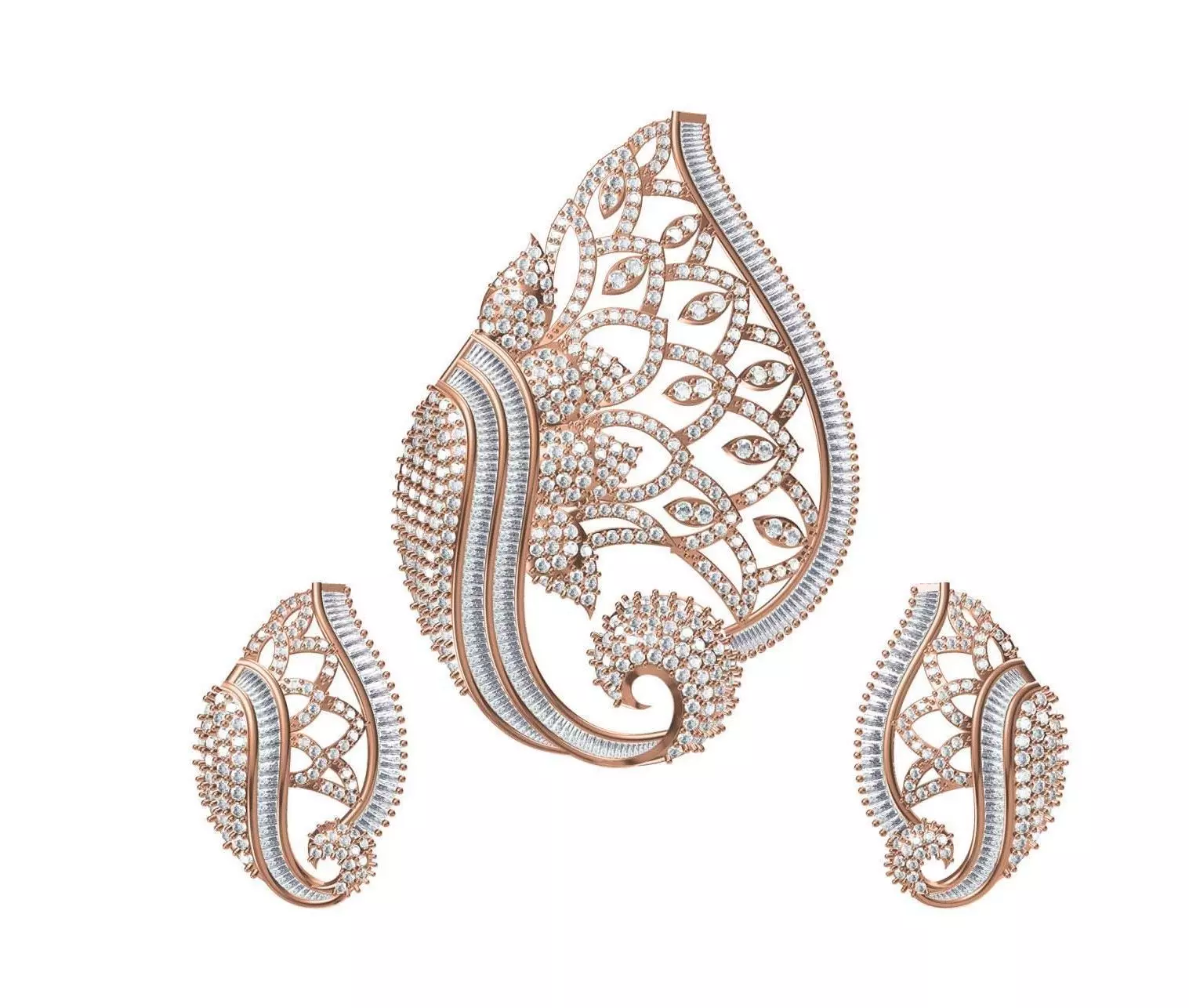 Women Earrings Pendant Set STL JCD Details 3D print model