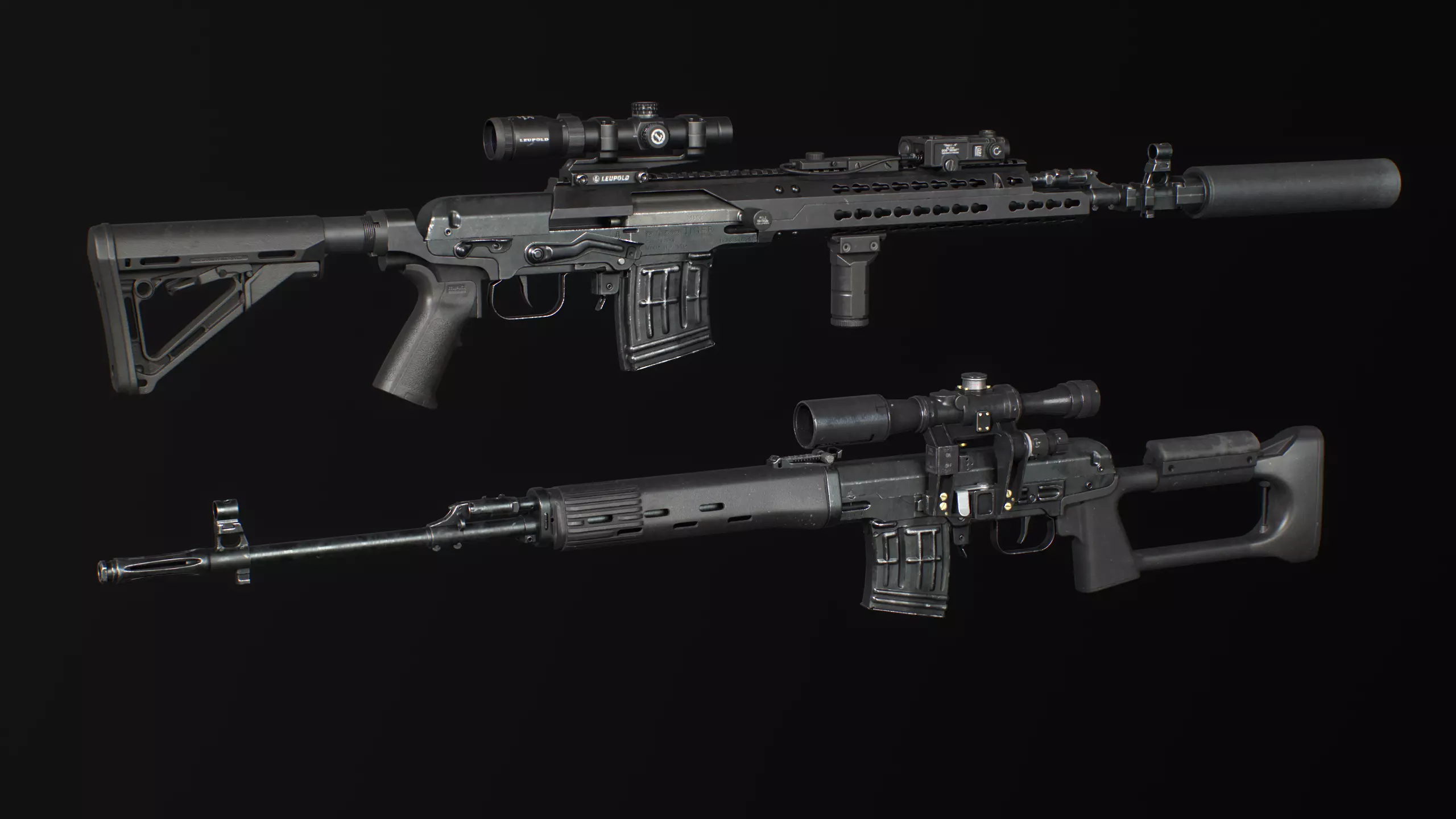 SVD Dragunov Tiger Sniper Rifle with Tactical Kits Low-poly 3D model_0