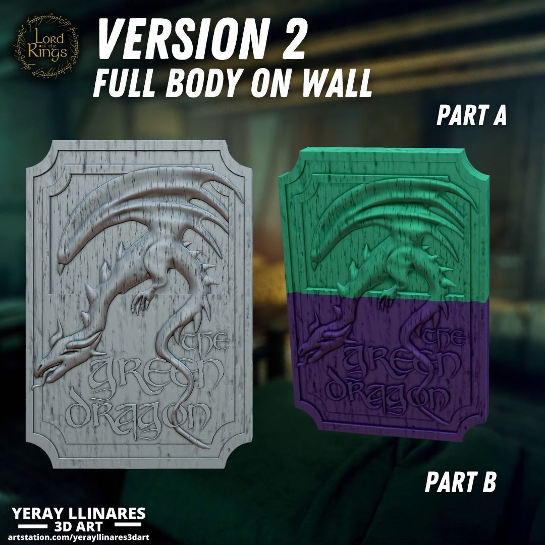 The Green Dragon Inn sign 3D print model_5