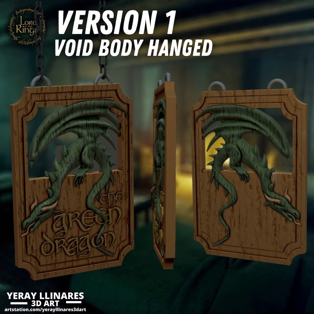 The Green Dragon Inn sign 3D print model_2