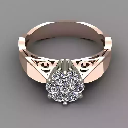 Rose Gold Engagement Diamond 3D Ring Print Model 3D print model