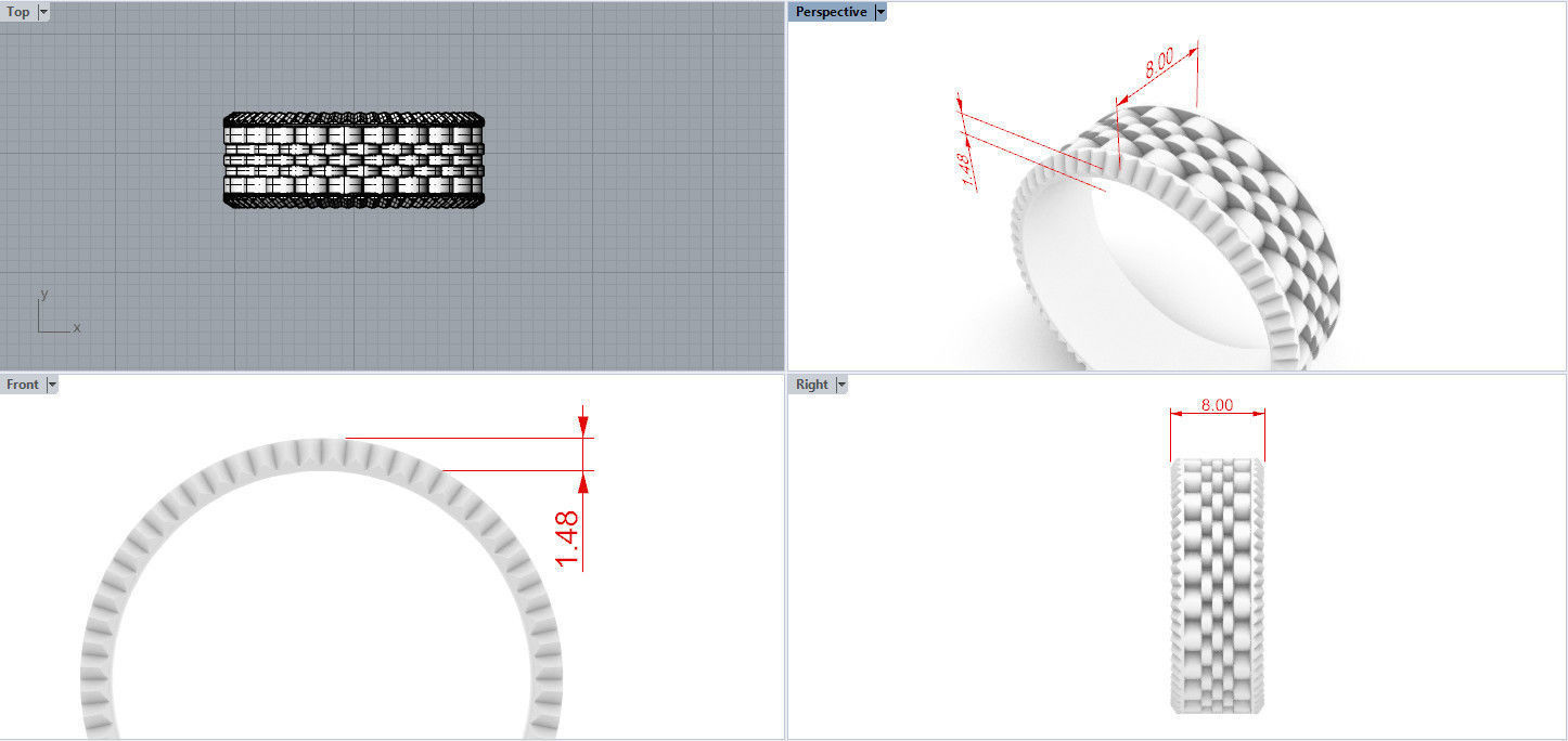 Wedding ring width 8 mm 3D print model_2