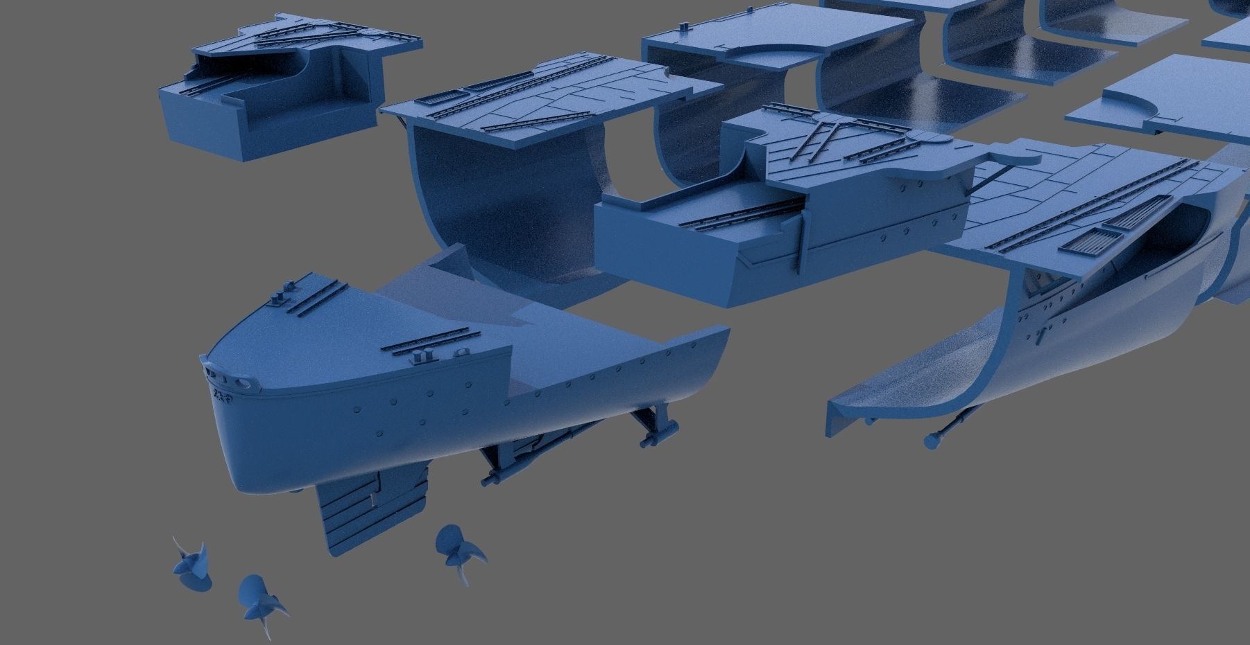 Battleship Yamato Hull - Personal license - 1-200 scale 3D print model_14