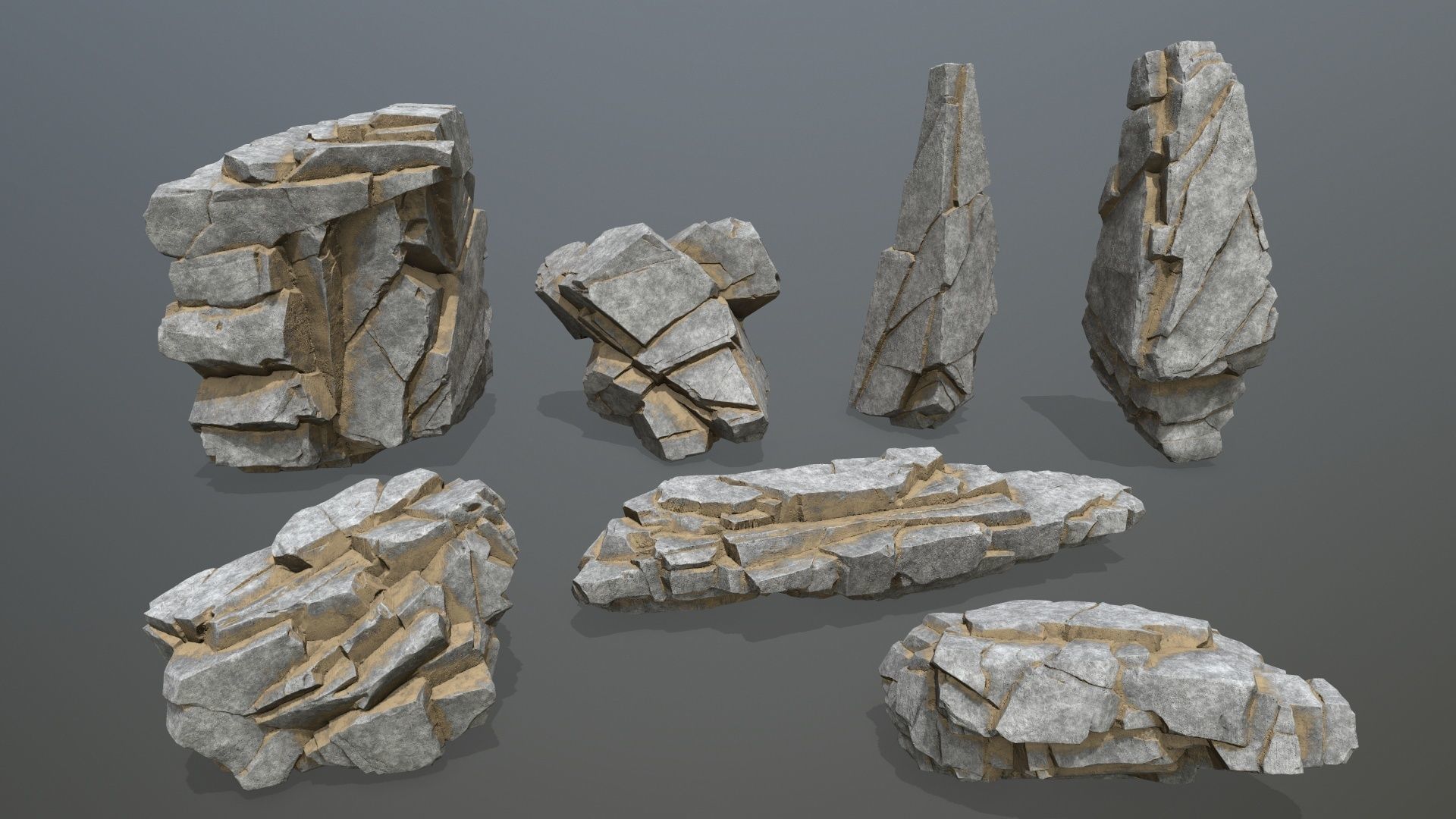 desert rocks  Low-poly 3D model_3