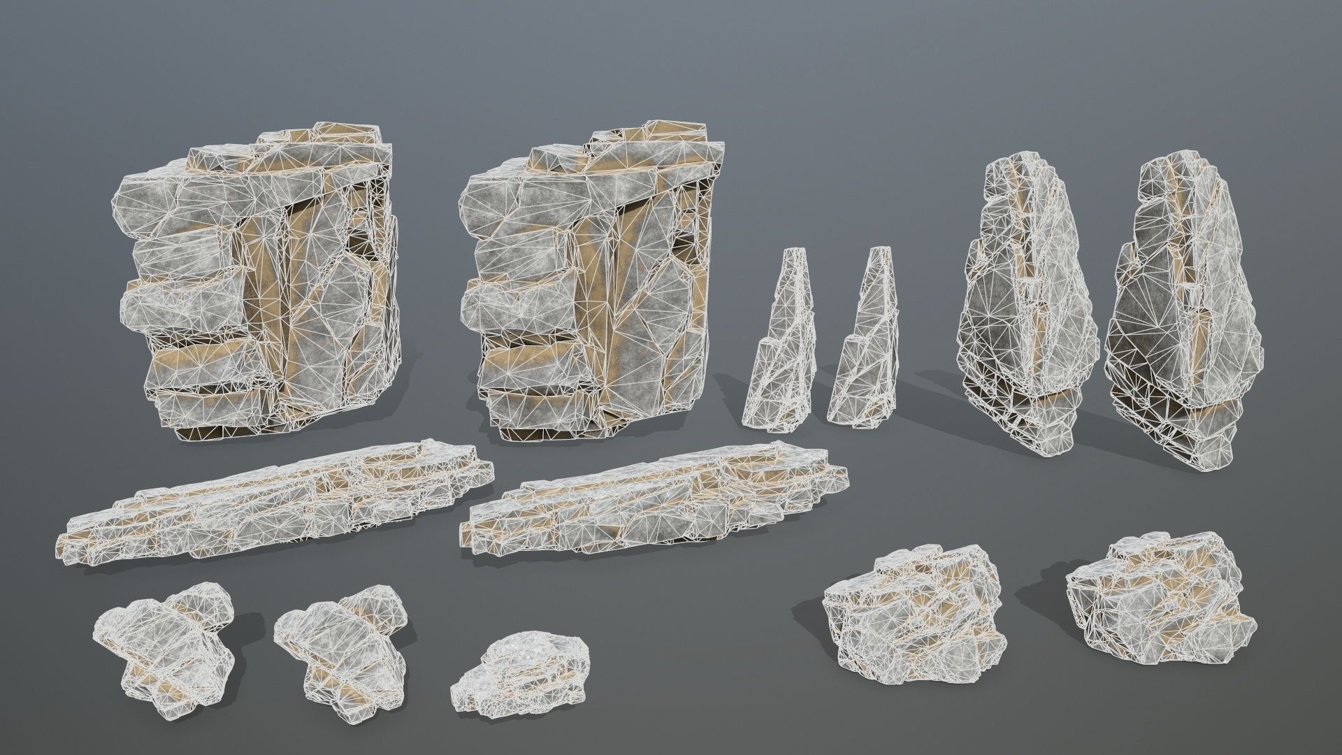 desert rocks  Low-poly 3D model_19