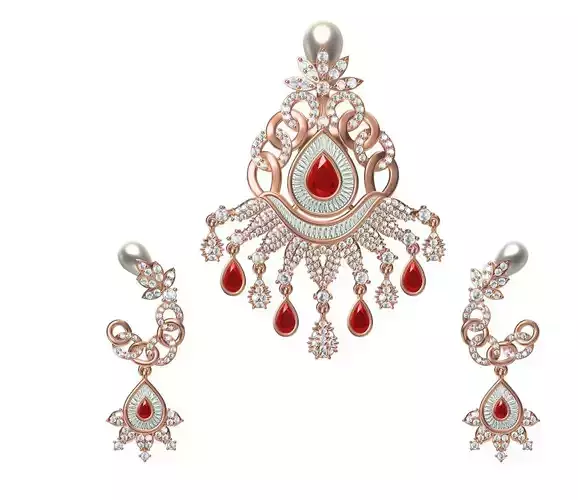 Women Earrings Pendant Set STL JCD Details
