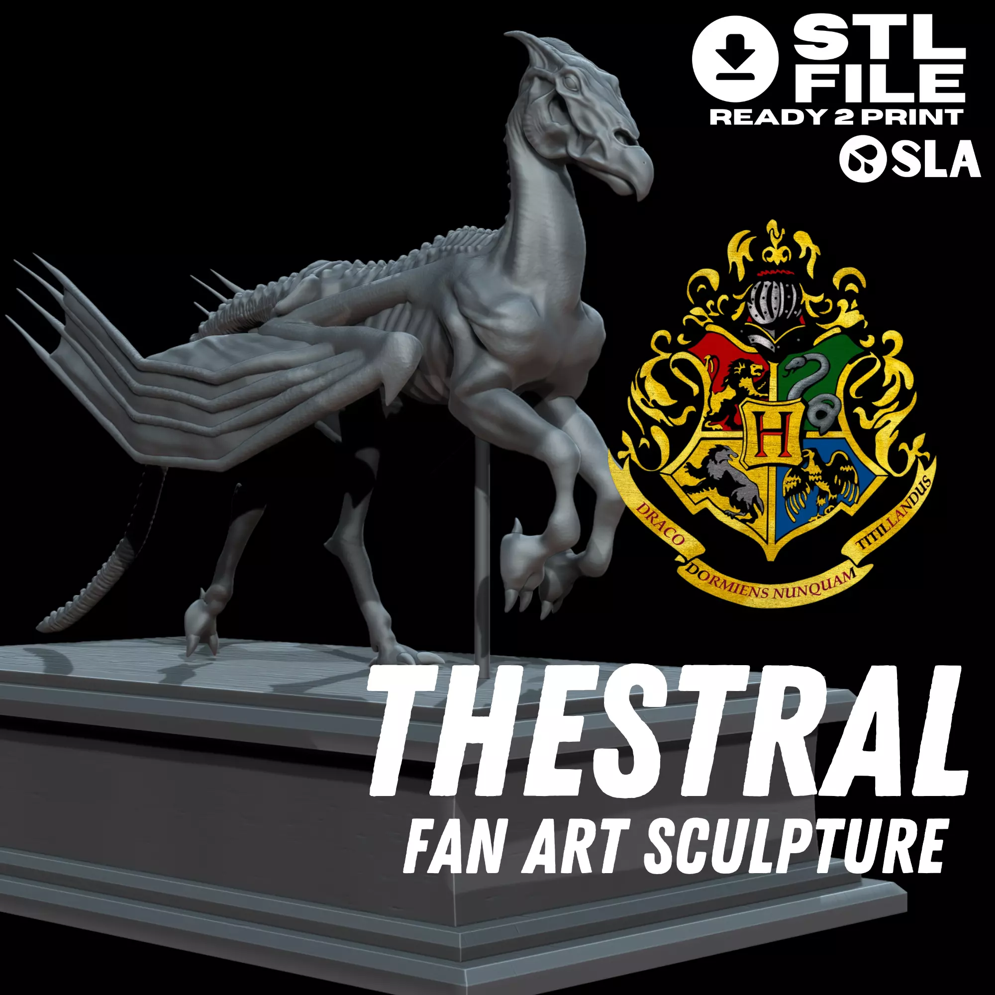 Thestral sculpture - Harry Potter 3D print model_0