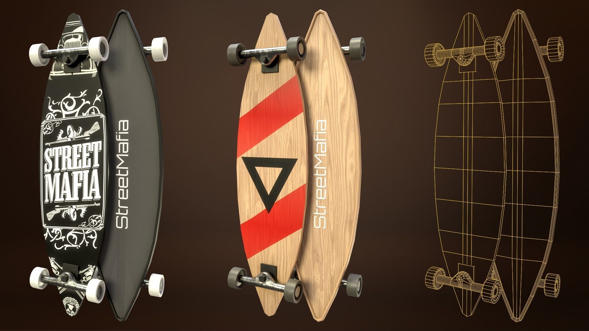 Skateboard Pack of 43 with two texture versions  Low-poly 3D model_14