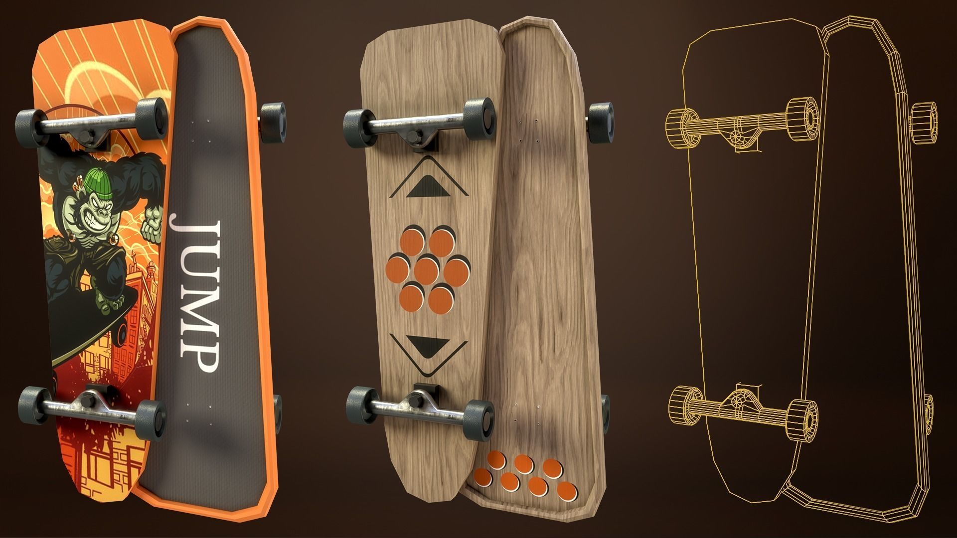 Skateboard Pack of 43 with two texture versions  Low-poly 3D model_37