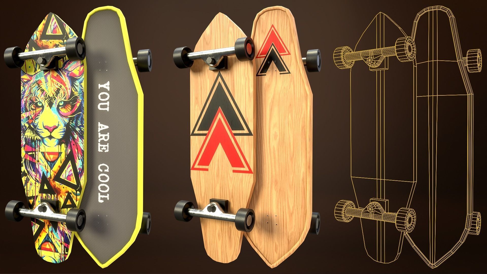 Skateboard Pack of 43 with two texture versions  Low-poly 3D model_5