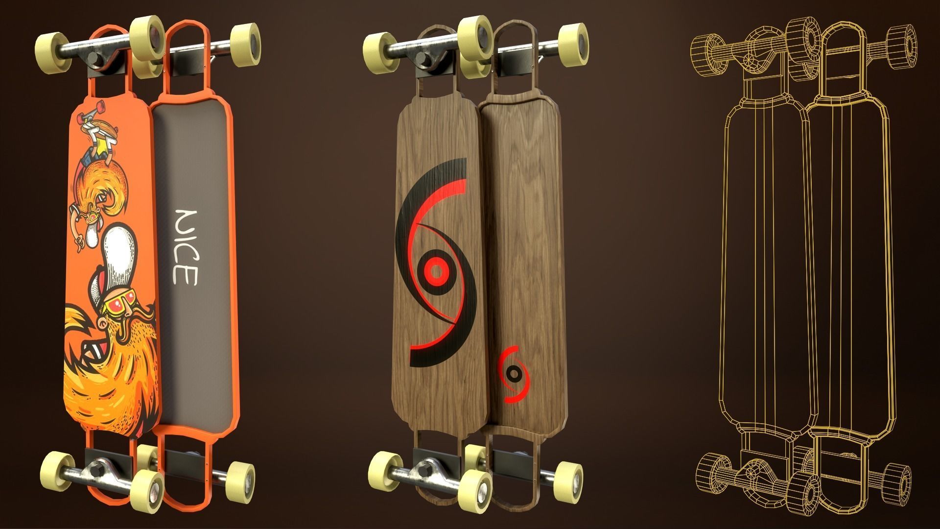 Skateboard Pack of 43 with two texture versions  Low-poly 3D model_36
