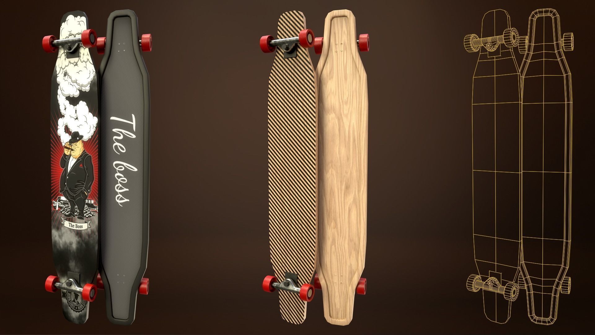 Skateboard Pack of 43 with two texture versions  Low-poly 3D model_25