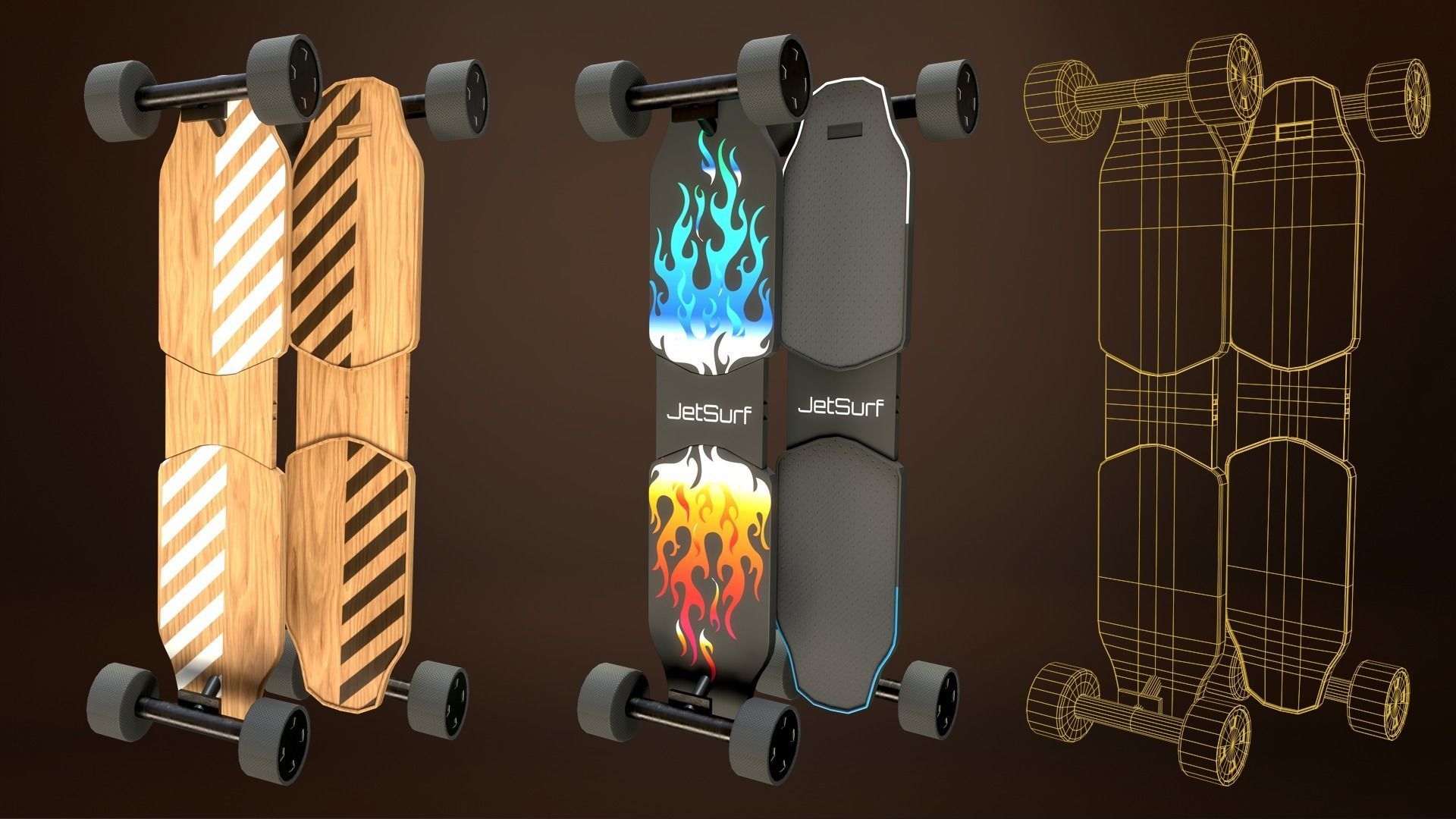 Skateboard Pack of 43 with two texture versions  Low-poly 3D model_4
