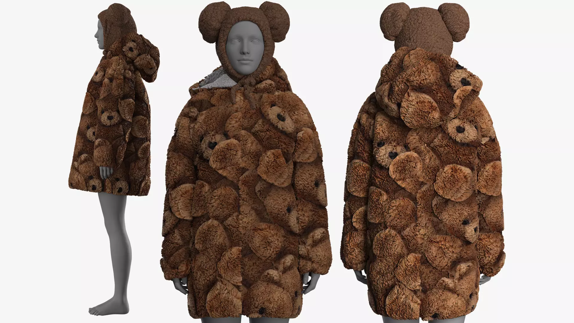 Oversize Sherpa Jacket and Hat Fitted to Gen8 Body Mesh 3D model_0