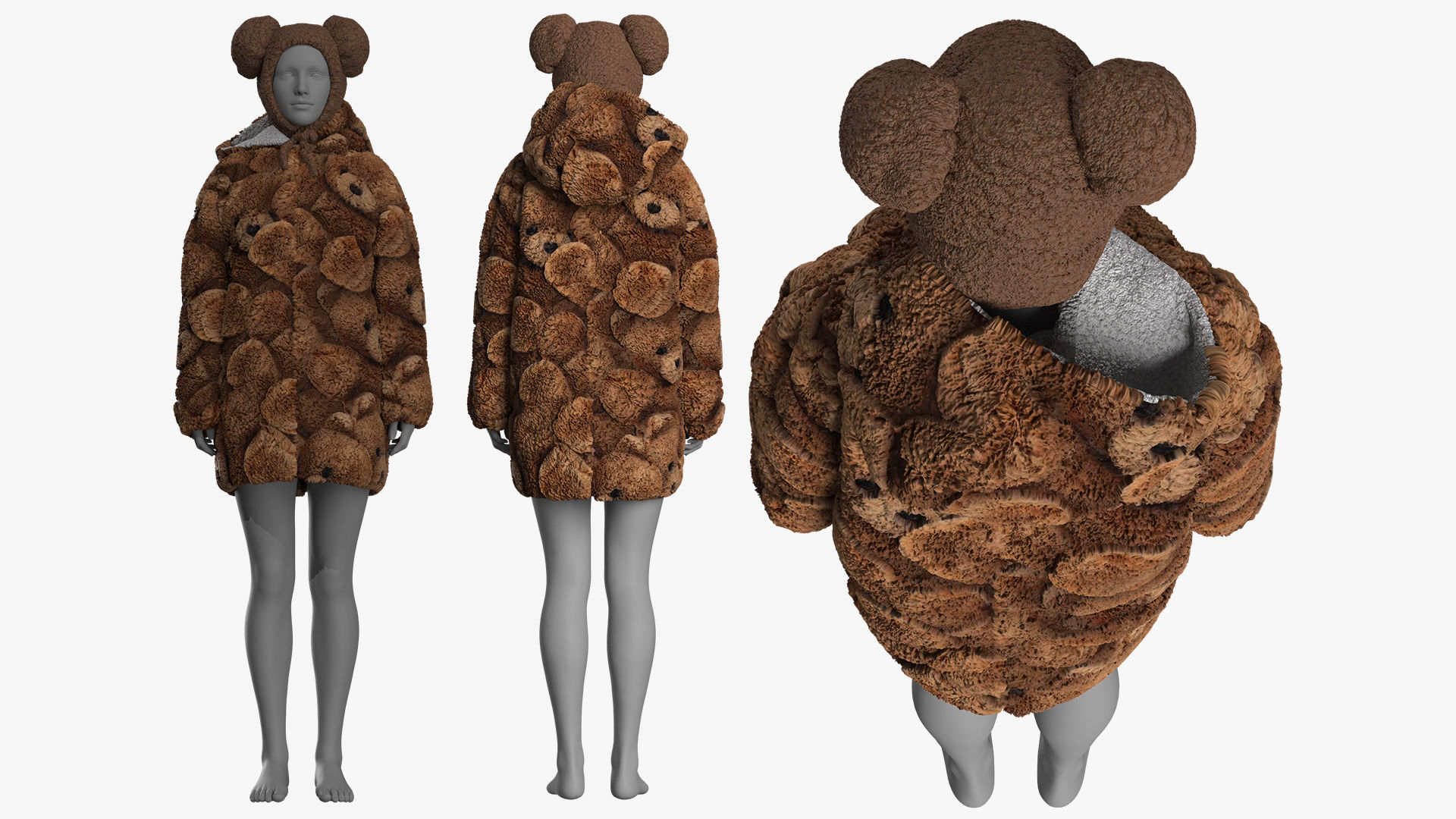 Oversize Sherpa Jacket and Hat Fitted to Gen8 Body Mesh 3D model_4