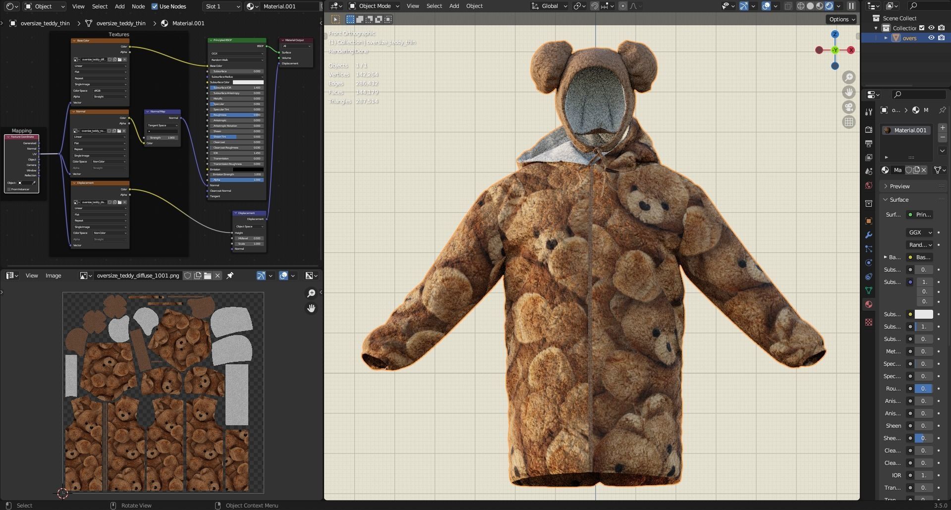 Oversize Sherpa Jacket and Hat Fitted to Gen8 Body Mesh 3D model_10
