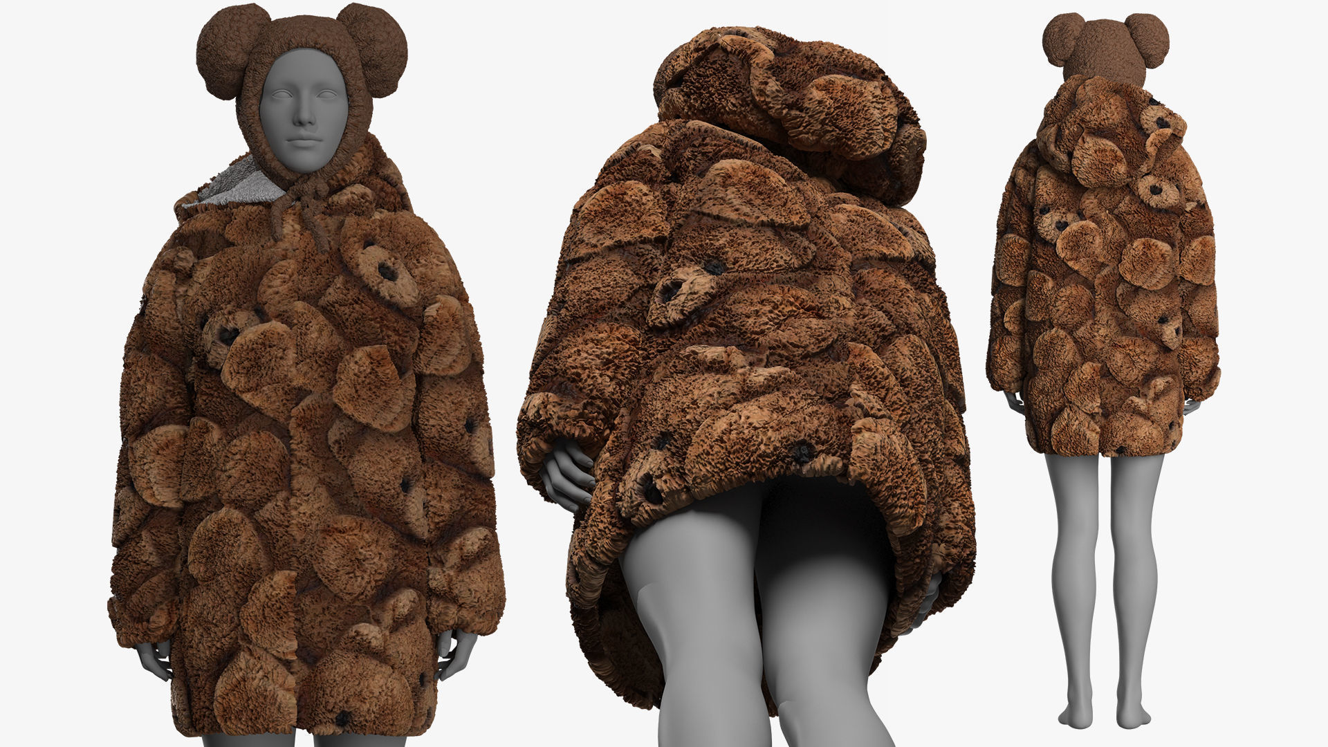 Oversize Sherpa Jacket and Hat Fitted to Gen8 Body Mesh 3D model_9