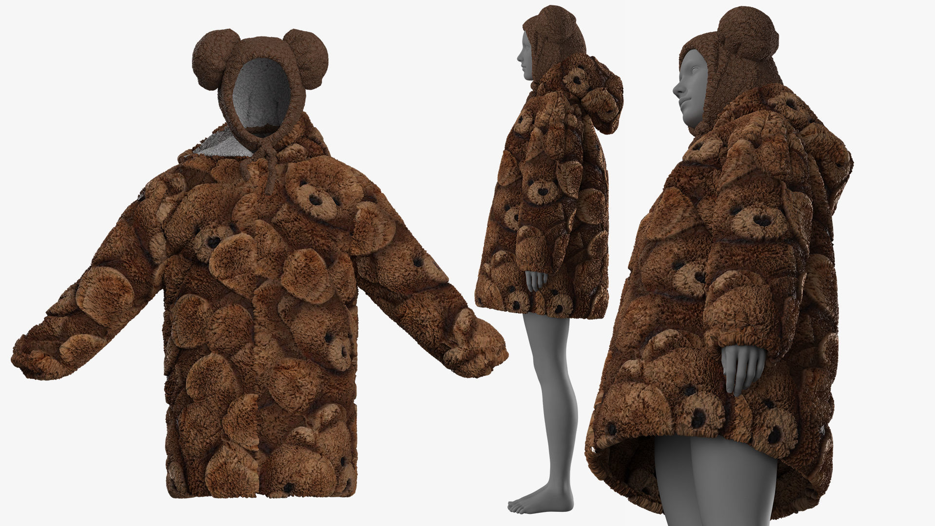 Oversize Sherpa Jacket and Hat Fitted to Gen8 Body Mesh 3D model_7