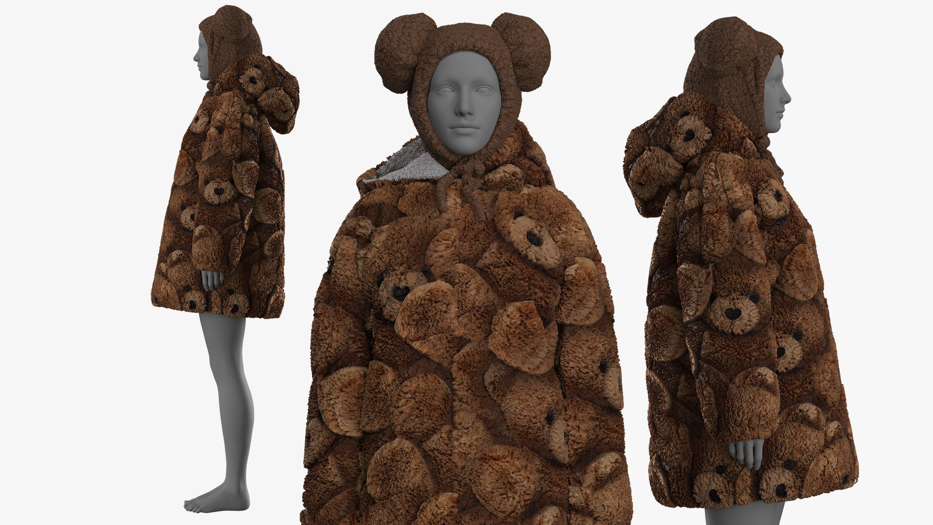 Oversize Sherpa Jacket and Hat Fitted to Gen8 Body Mesh 3D model_8