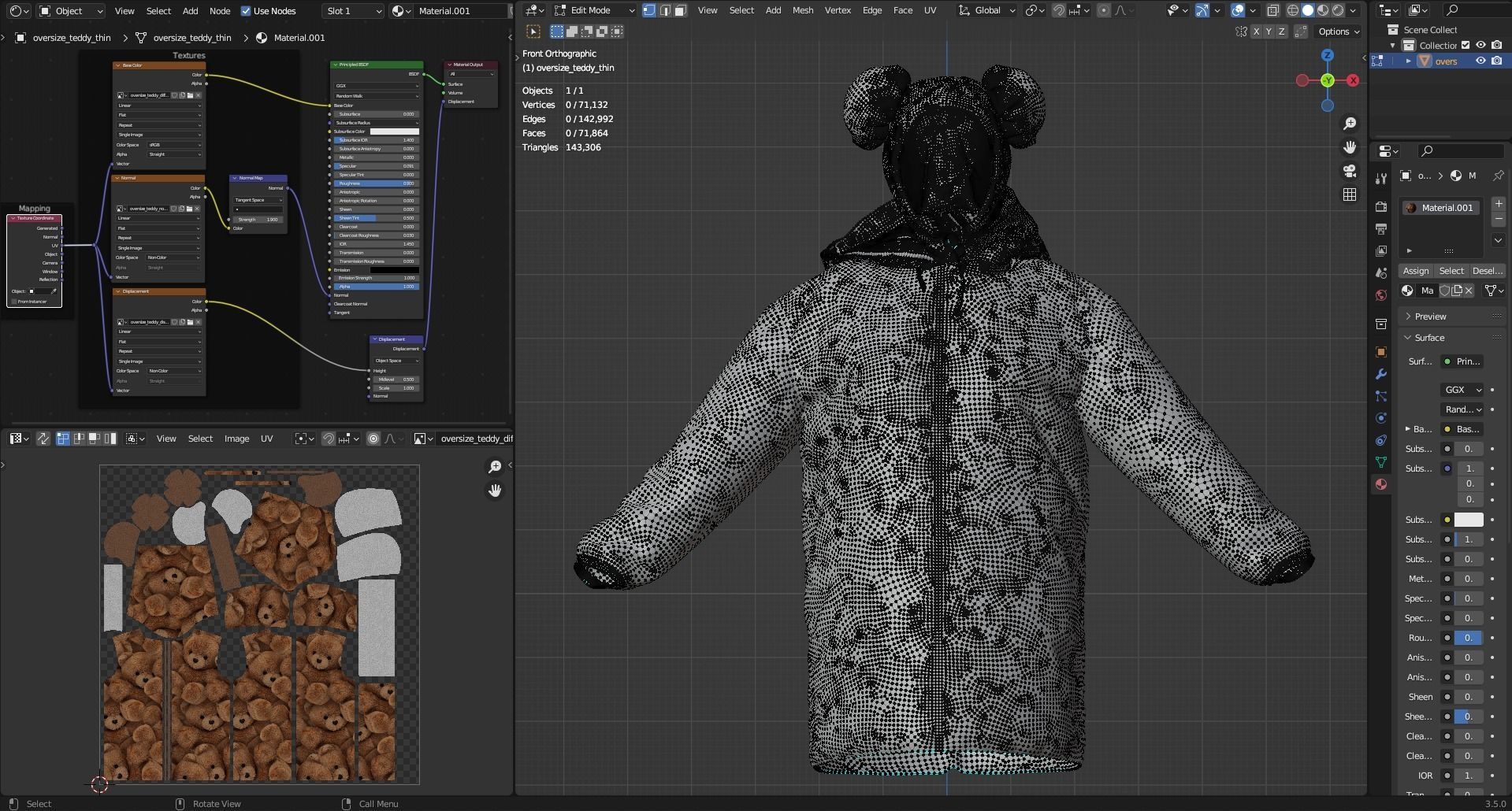 Oversize Sherpa Jacket and Hat Fitted to Gen8 Body Mesh 3D model_11