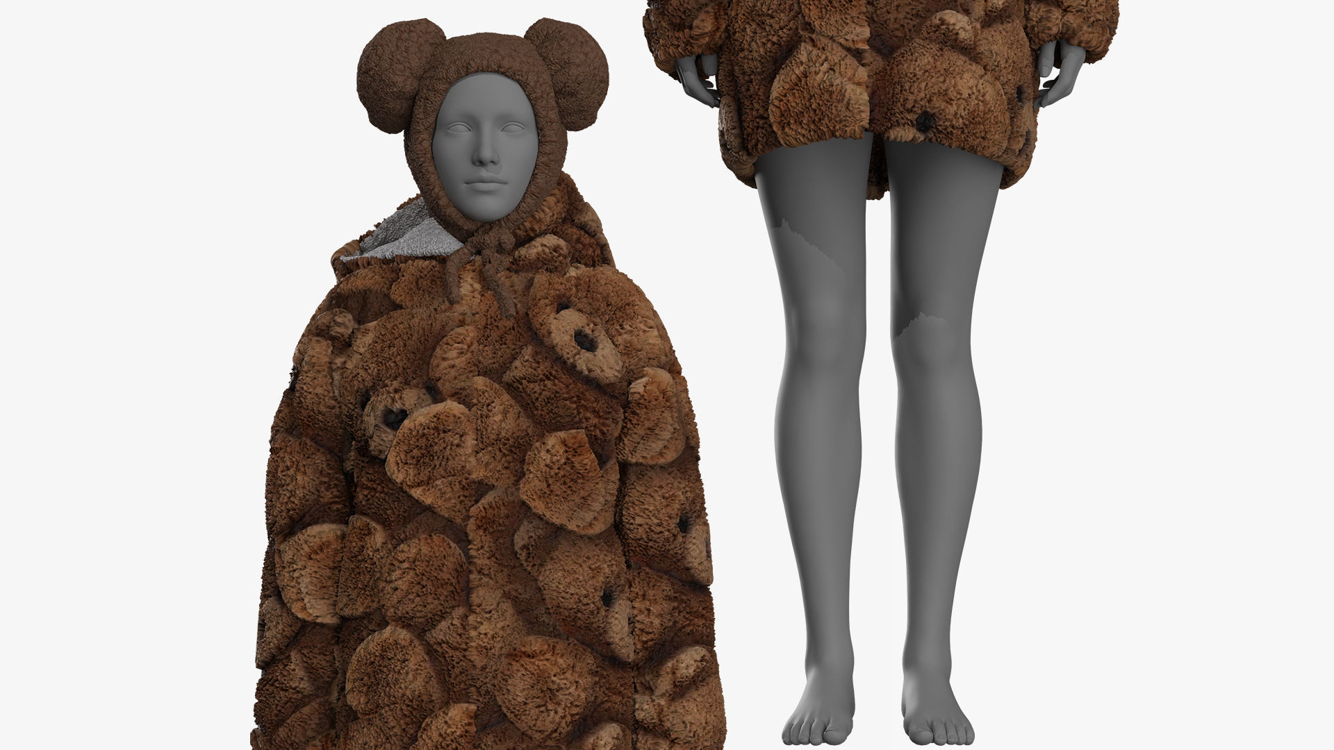Oversize Sherpa Jacket and Hat Fitted to Gen8 Body Mesh 3D model_1