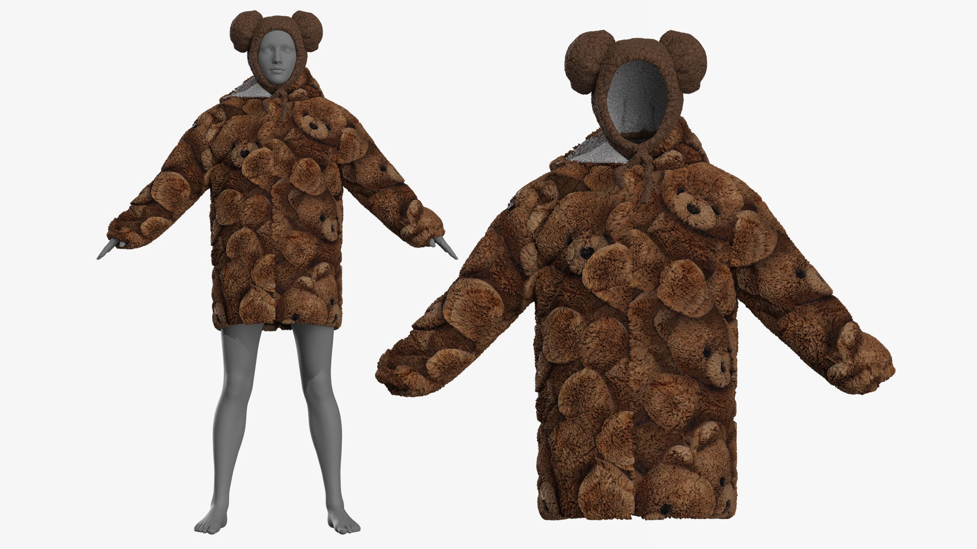 Oversize Sherpa Jacket and Hat Fitted to Gen8 Body Mesh 3D model_5