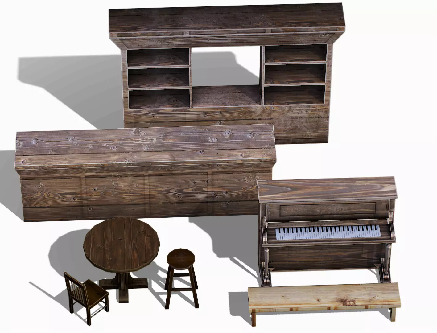 Saloon Interior Props Pack - Lowpoly Mobile Ready Low-poly 3D model