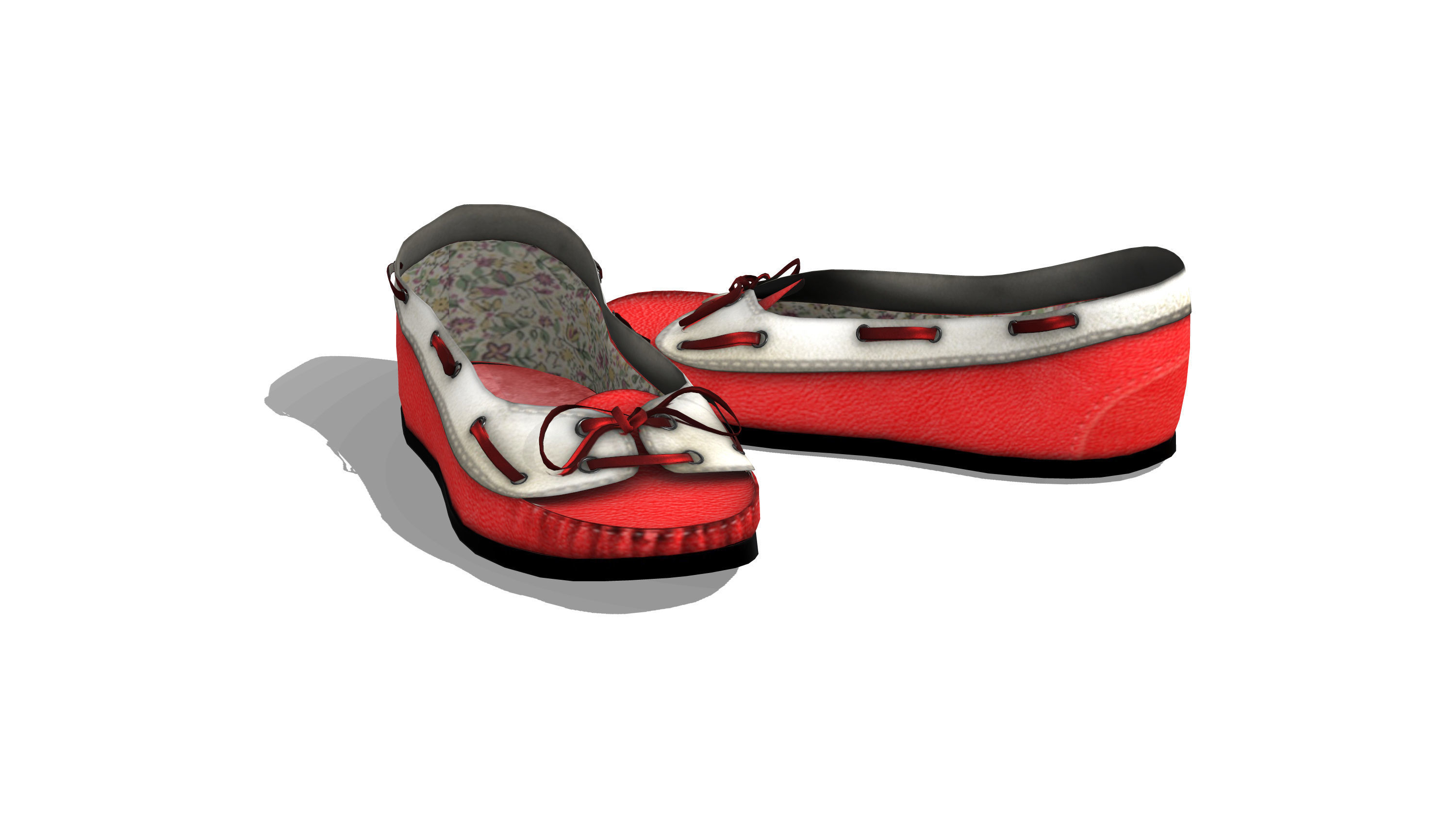 Flat Loafers Shoes Low-poly 3D model_4