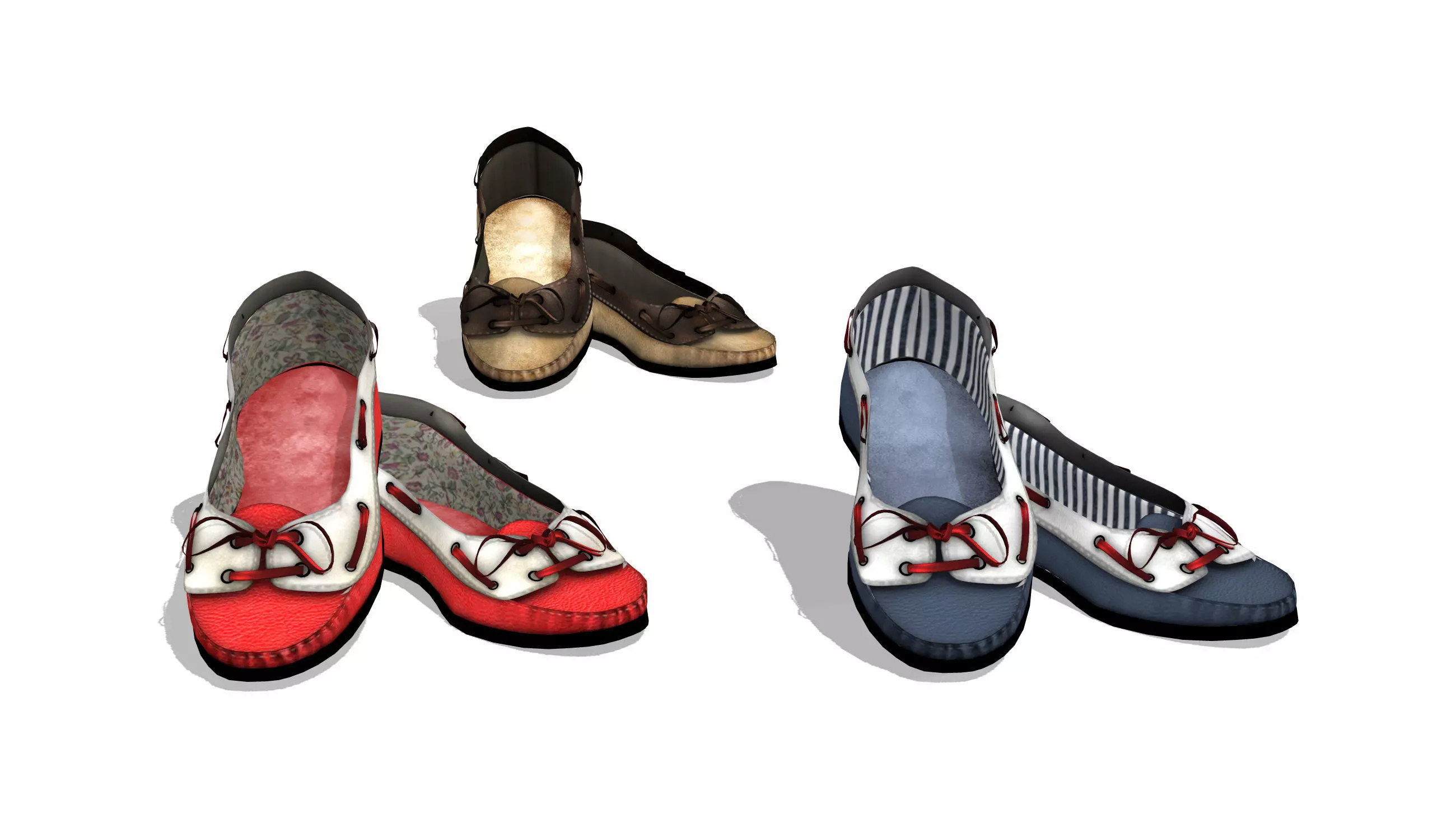 Flat Loafers Shoes Low-poly 3D model_0