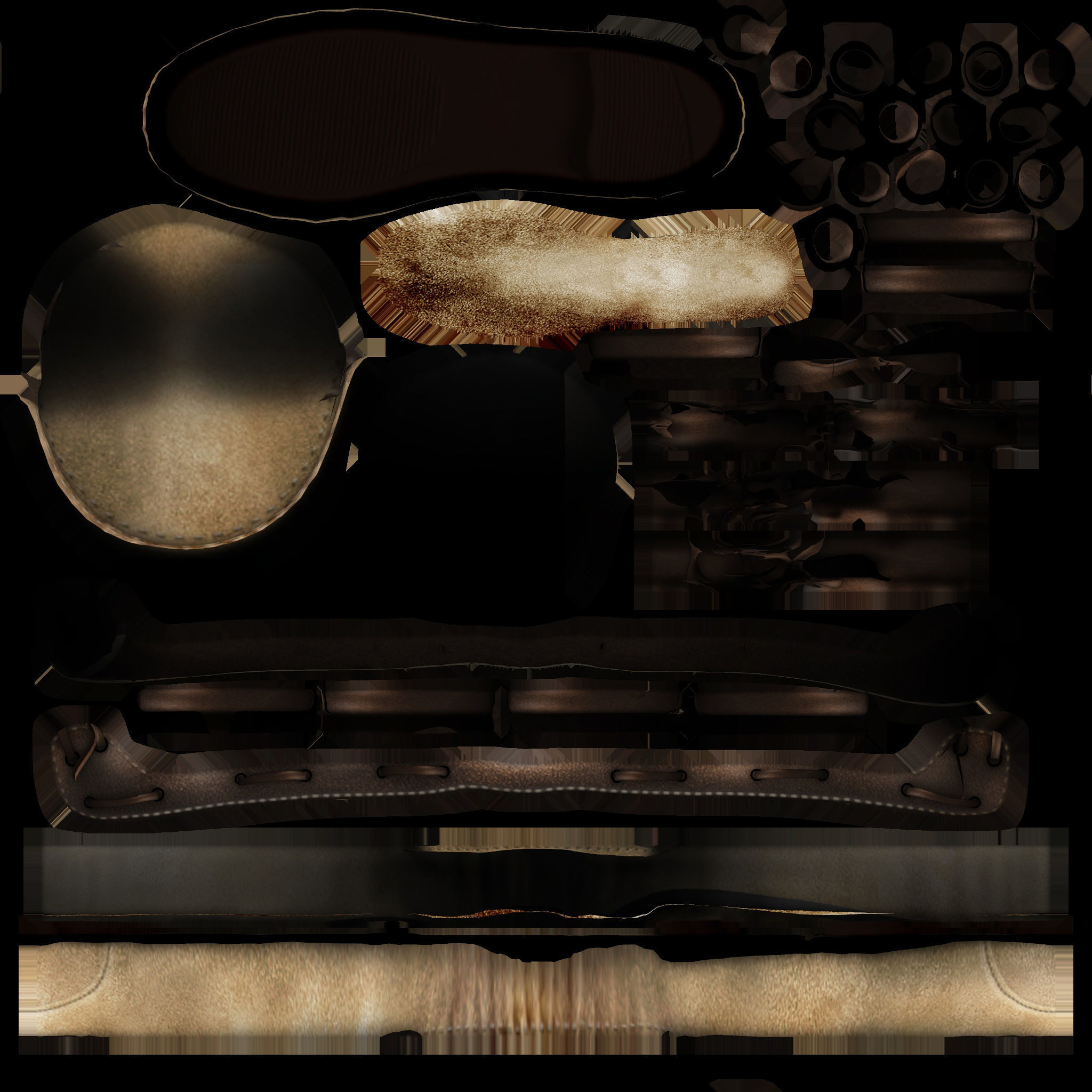 Flat Loafers Shoes Low-poly 3D model_10