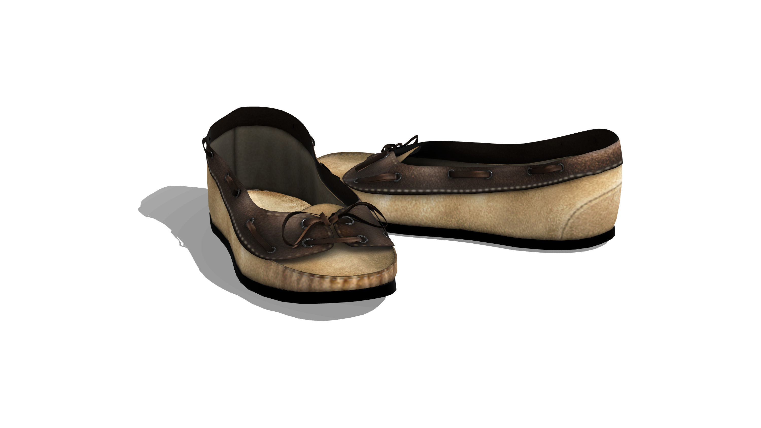 Flat Loafers Shoes Low-poly 3D model_3