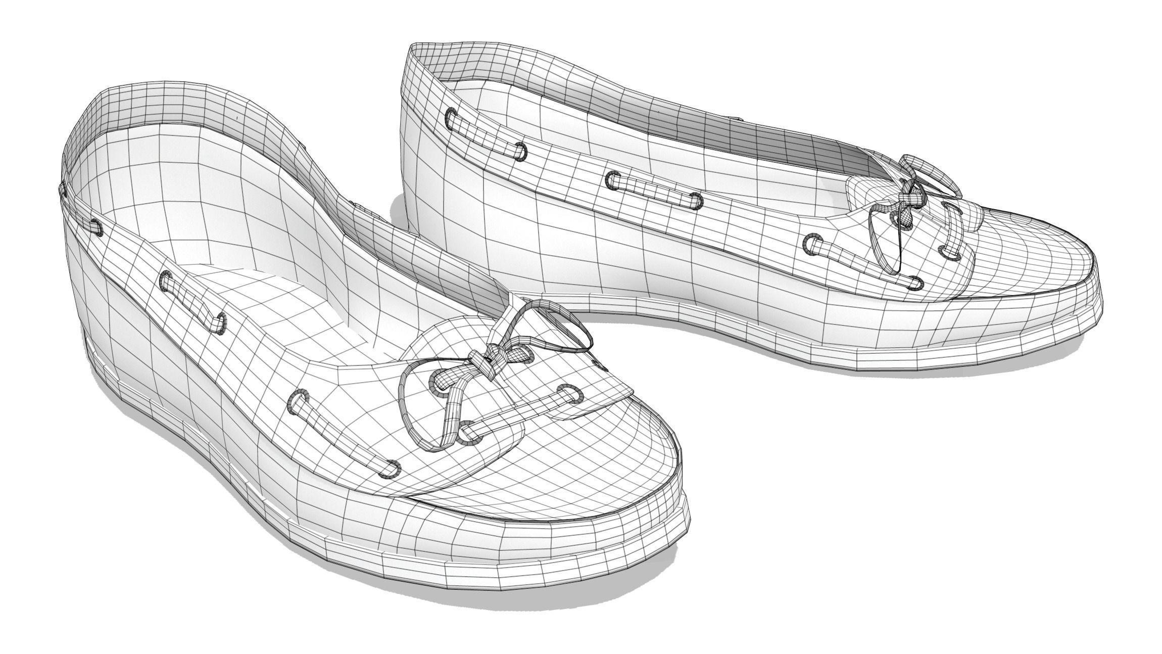 Flat Loafers Shoes Low-poly 3D model_6