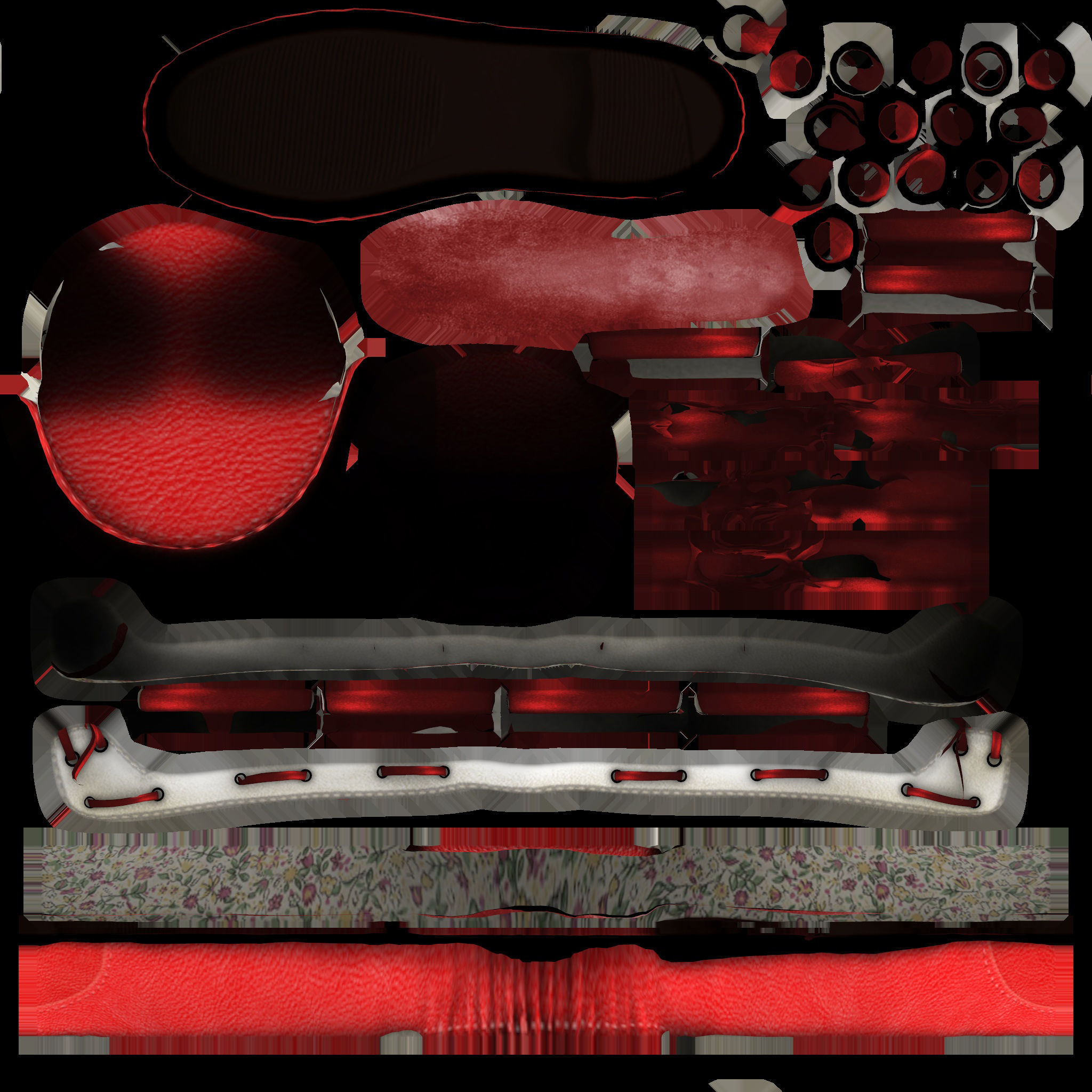 Flat Loafers Shoes Low-poly 3D model_12