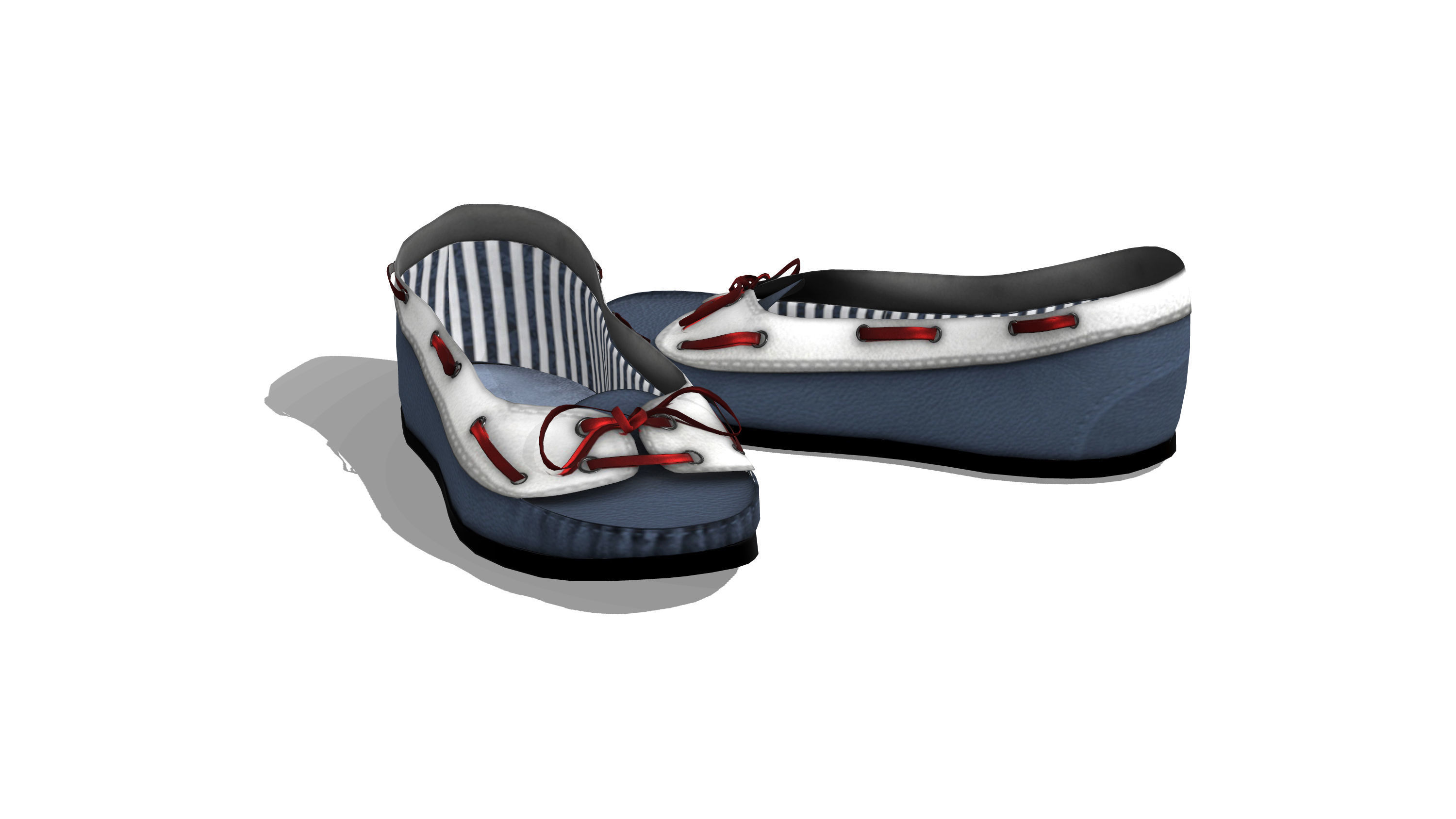 Flat Loafers Shoes Low-poly 3D model_2