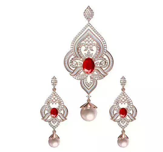 Women Earrings Pendant Set STL JCD Details