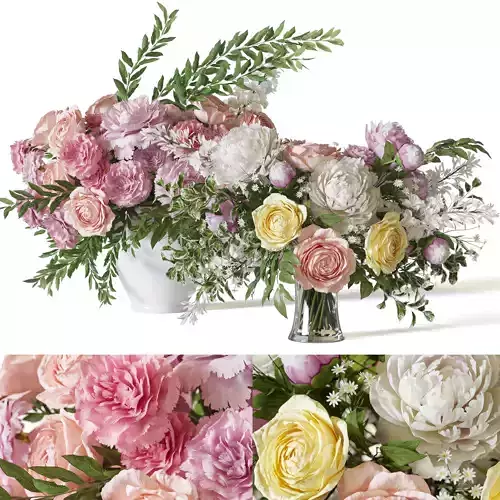 Flower Set 062 Pink bouquet carnation rose peony