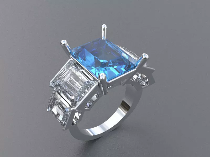 Ladies ring with topazes and diamonds 3D print model