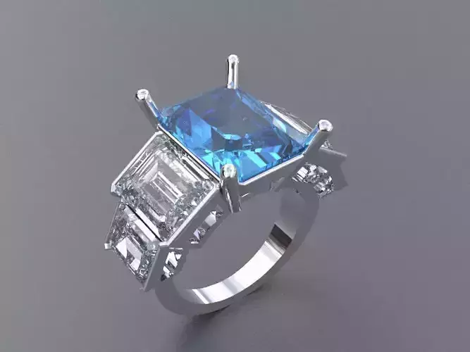 Ladies ring with topazes and diamonds