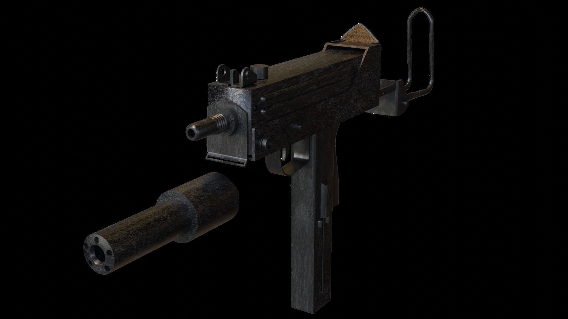 Mac 10 Smg Rifle Assault Gun Weapon Gun Rifle 3D Model Low-poly 3D model_2