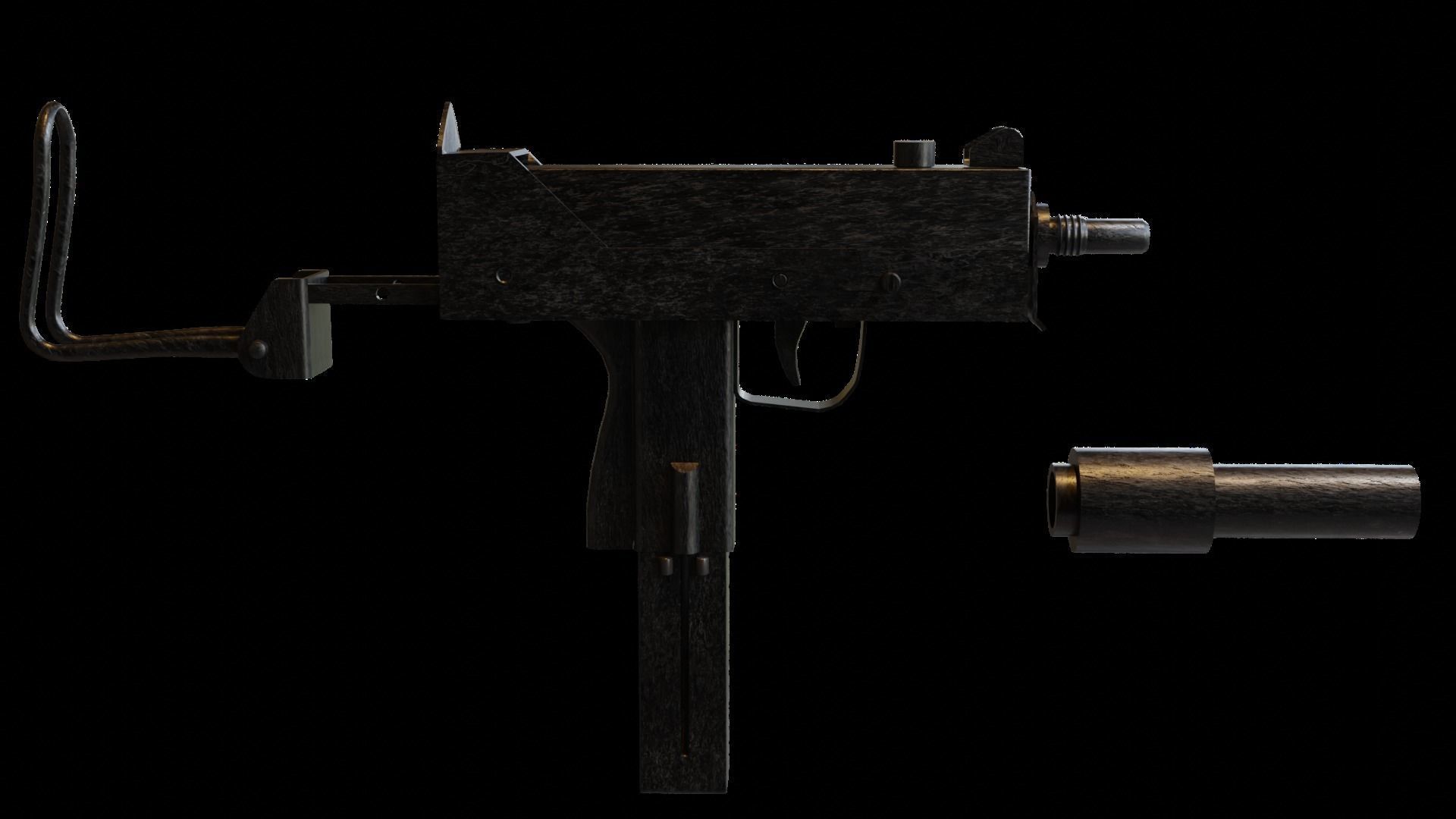 Mac 10 Smg Rifle Assault Gun Weapon Gun Rifle 3D Model Low-poly 3D model_8