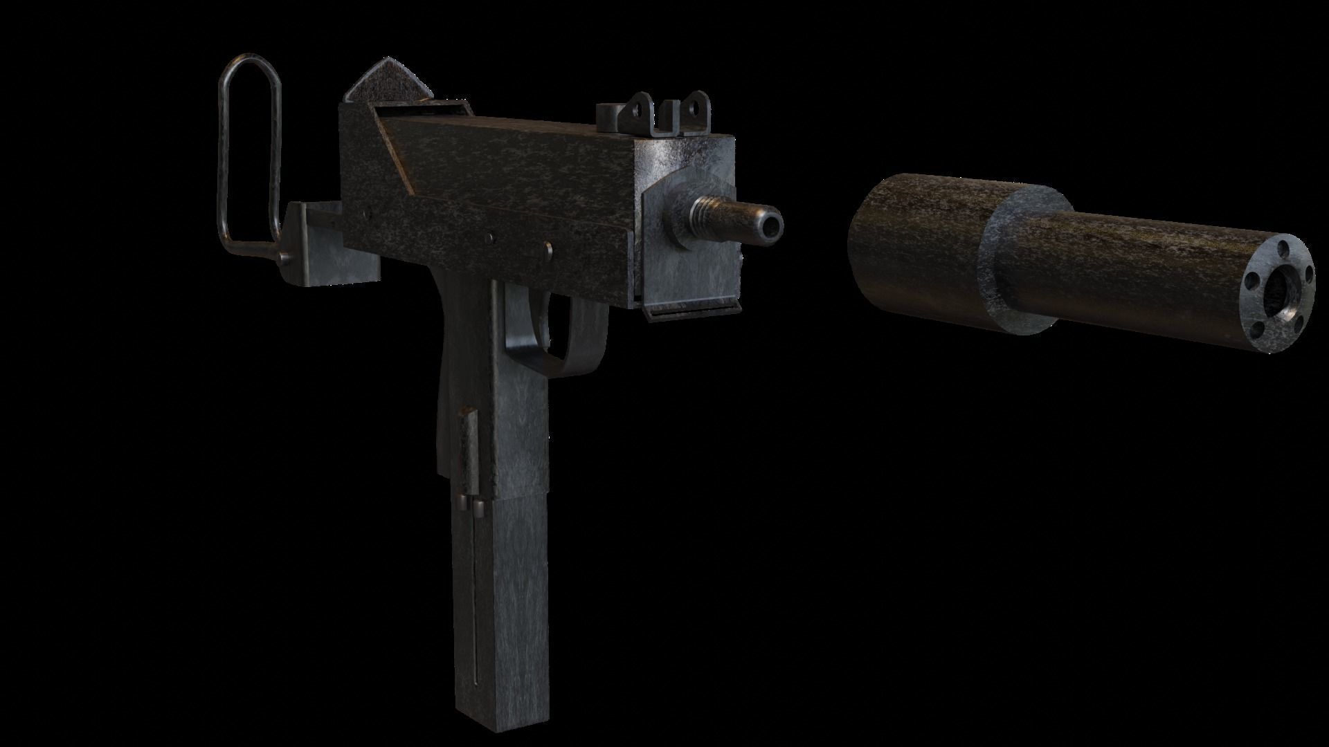 Mac 10 Smg Rifle Assault Gun Weapon Gun Rifle 3D Model Low-poly 3D model_4