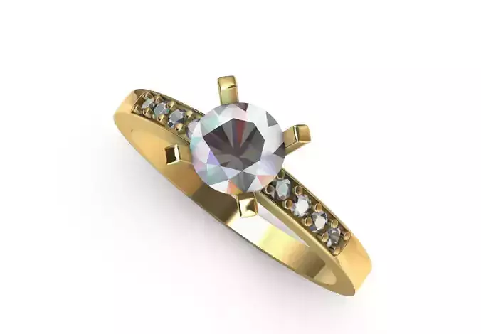 Gold engagement ring with diamond 