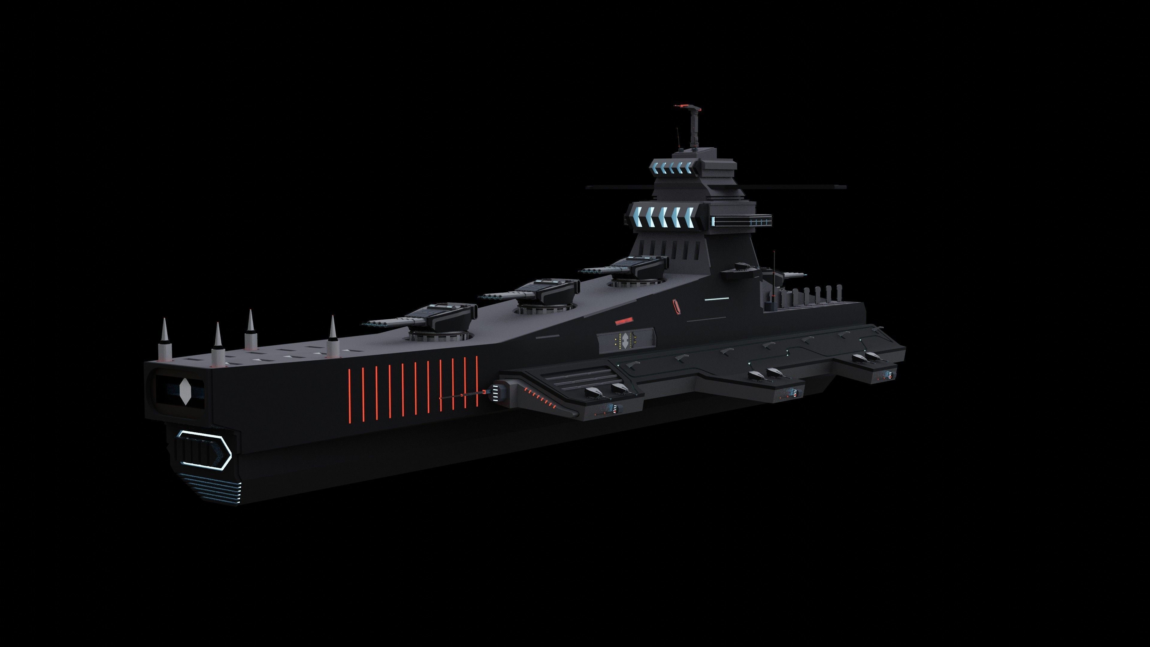Starfire-class Space Battleship Low-poly 3D model_10