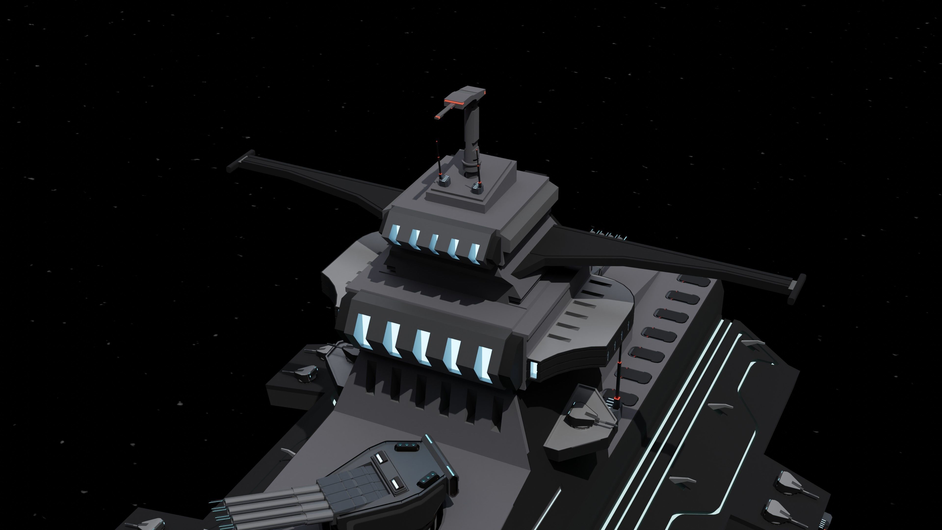 Starfire-class Space Battleship Low-poly 3D model_9