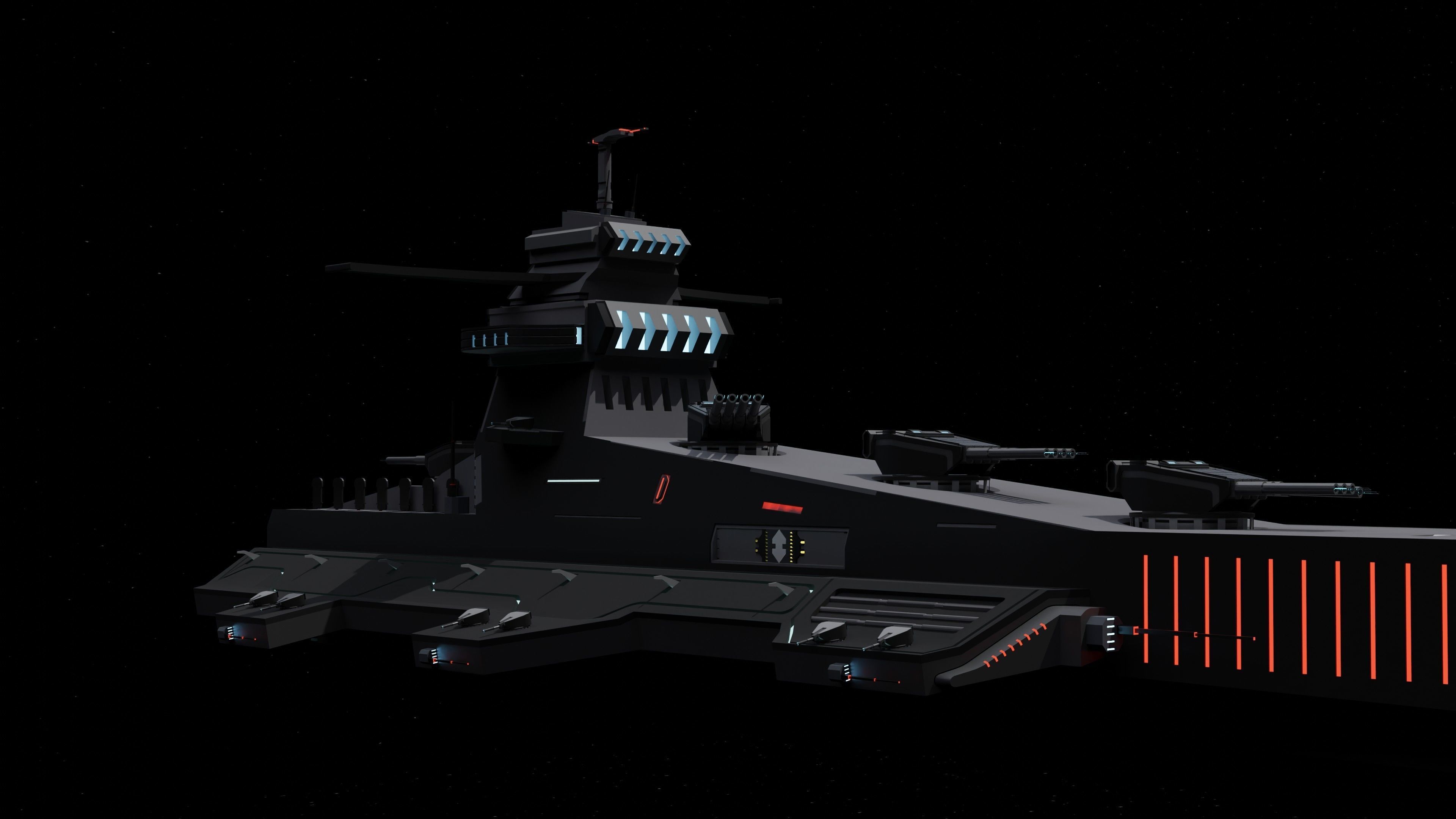 Starfire-class Space Battleship Low-poly 3D model_3