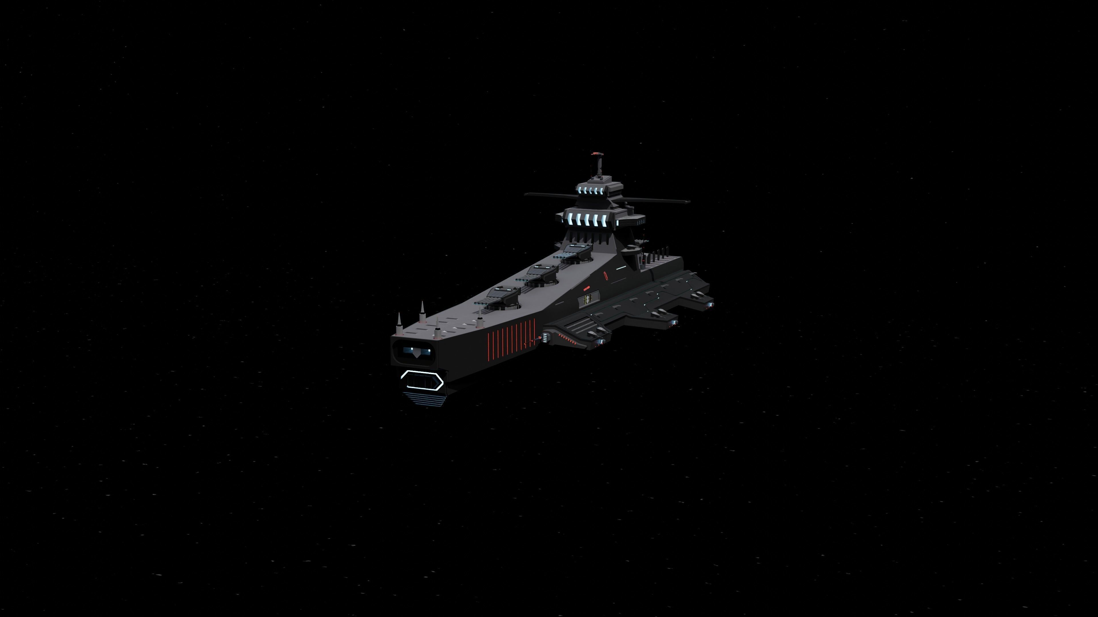 Starfire-class Space Battleship Low-poly 3D model_13
