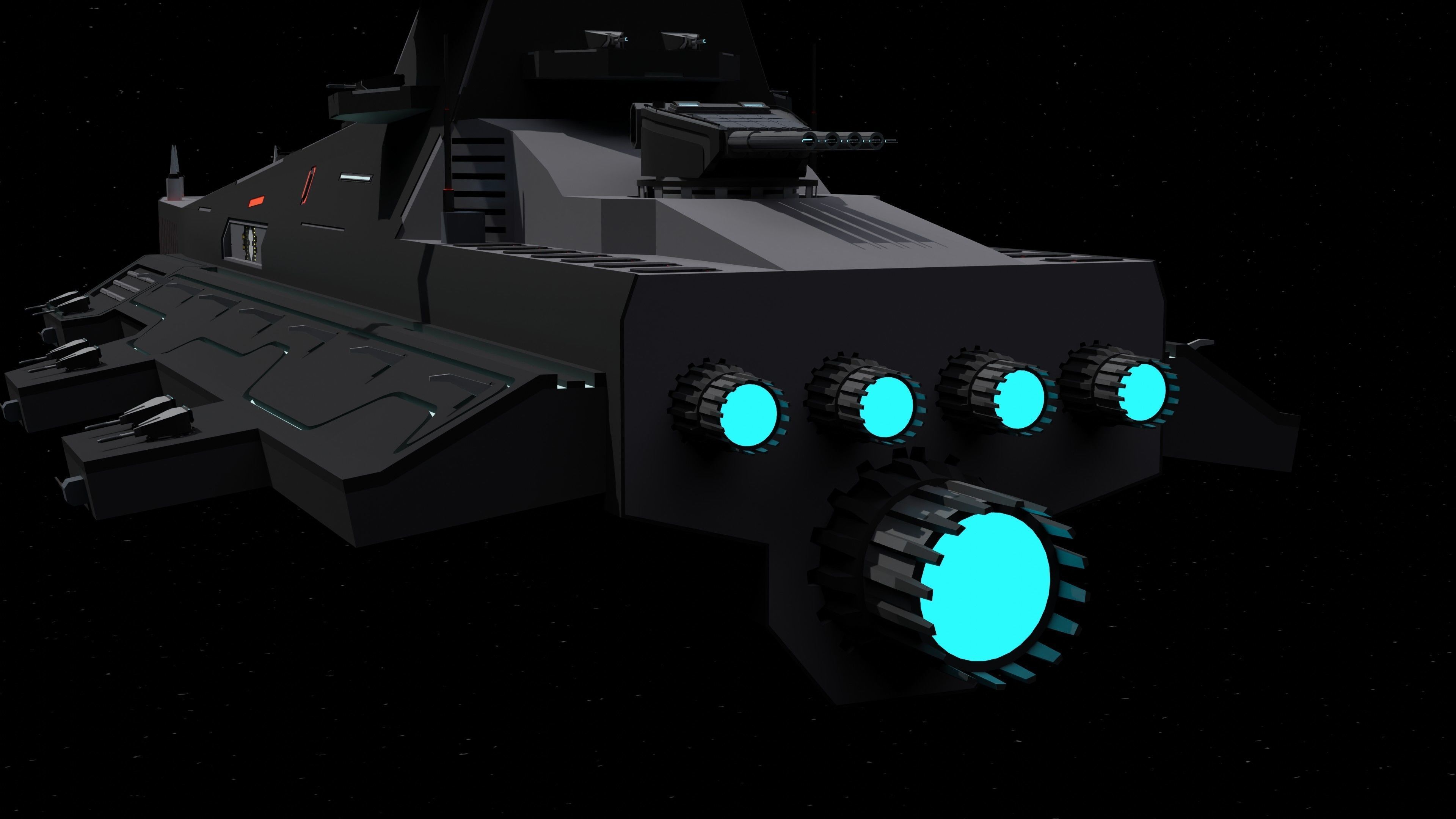 Starfire-class Space Battleship Low-poly 3D model_8