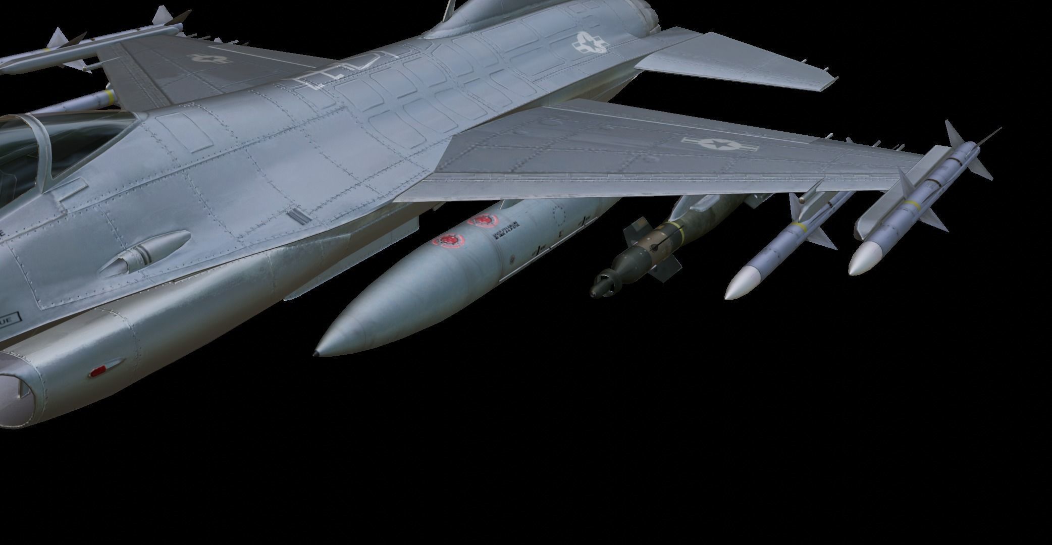 General Dynamics F-16 Fighting Falcon Low-poly 3D model_7