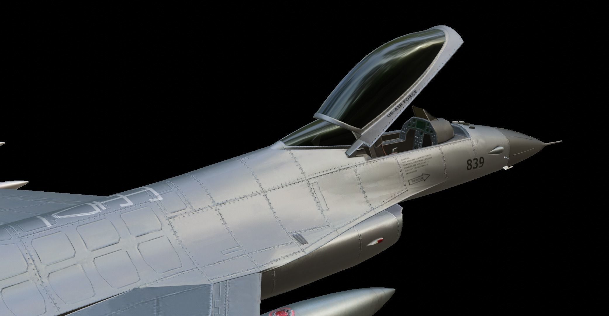 General Dynamics F-16 Fighting Falcon Low-poly 3D model_5